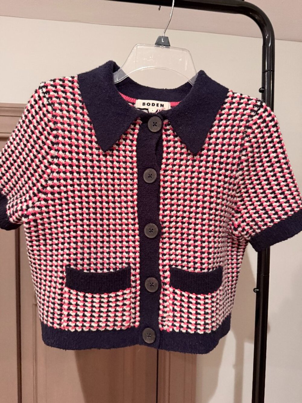 Boden Textured Short Sleeve Collared Cardigan Jacket S
